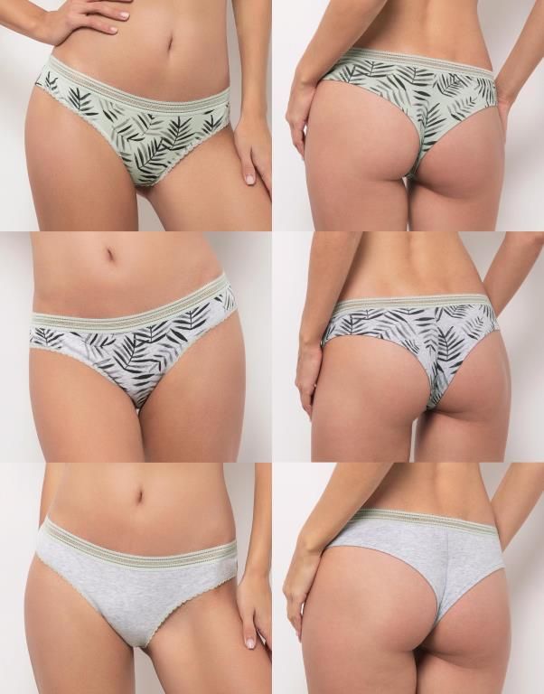 Set Of 3 Midrise Brazilian Panties Fern